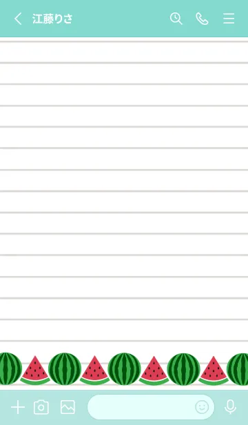 [LINE着せ替え] スイカのノート/エメラルドグリーンの画像2