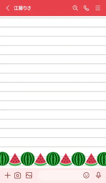 [LINE着せ替え] スイカのノートの着せかえ/ピンクレッドの画像2
