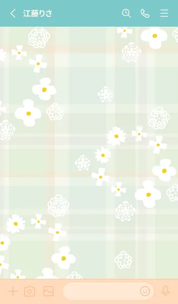 [LINE着せ替え] 白い花 チェック柄29の画像2