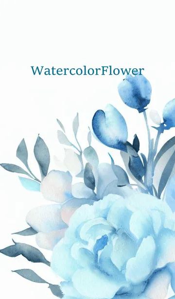 [LINE着せ替え] Watercolor Lightblue Flower-hisatoto-2の画像1