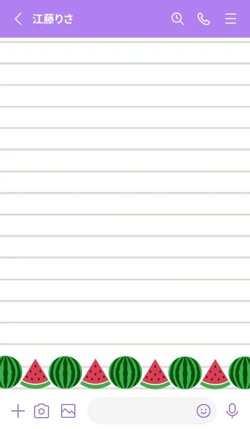 [LINE着せ替え] スイカのノート/パープル/イエローの画像2