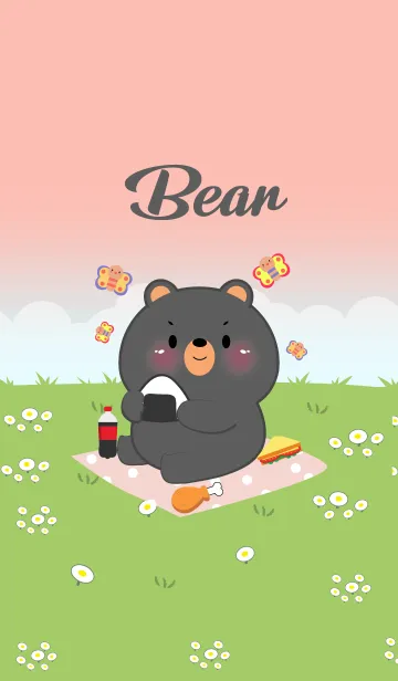 [LINE着せ替え] Black Bear Love Picnic Theme (JP)の画像1