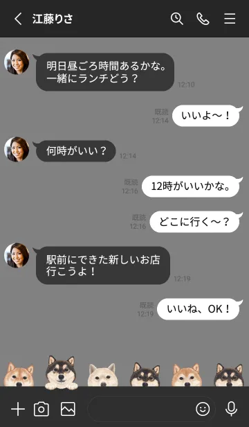 [LINE着せ替え] DOGS - 柴犬 - ブラック/グレーの画像3