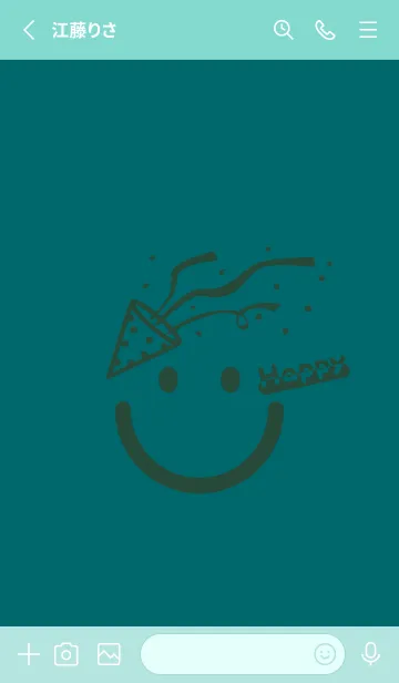 [LINE着せ替え] スマイル＆ハッピー ティールグリーンの画像2
