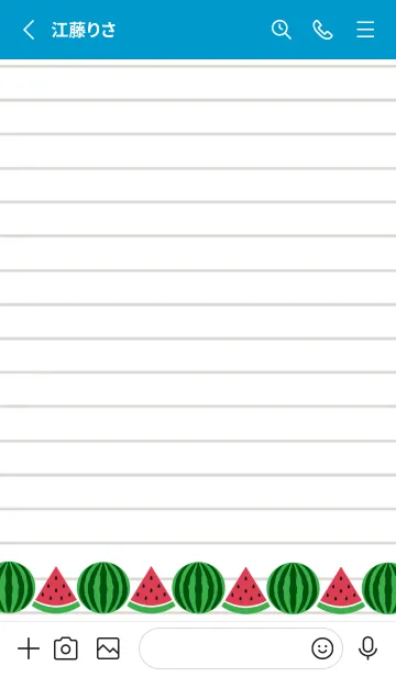 [LINE着せ替え] スイカのノート/ライトブルー/イエローの画像2