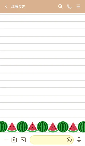 [LINE着せ替え] スイカのノート/カフェモカカラーの画像2