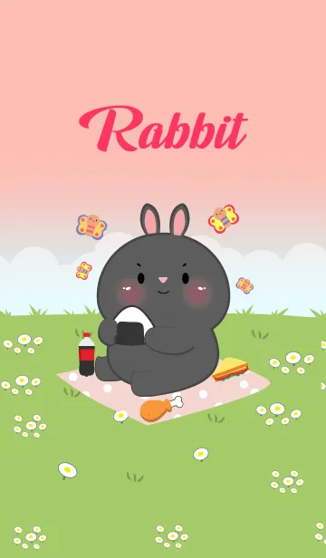 [LINE着せ替え] Black Rabbit Love Picnic Theme (JP)の画像1