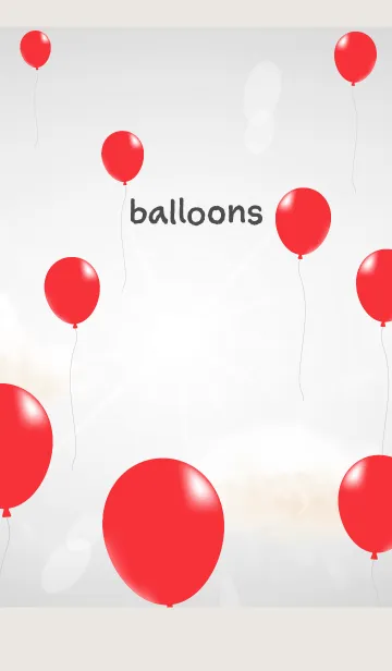[LINE着せ替え] 赤い風船と空 ベージュと灰色の画像1