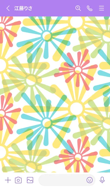 [LINE着せ替え] ポップ花 紫色の画像2