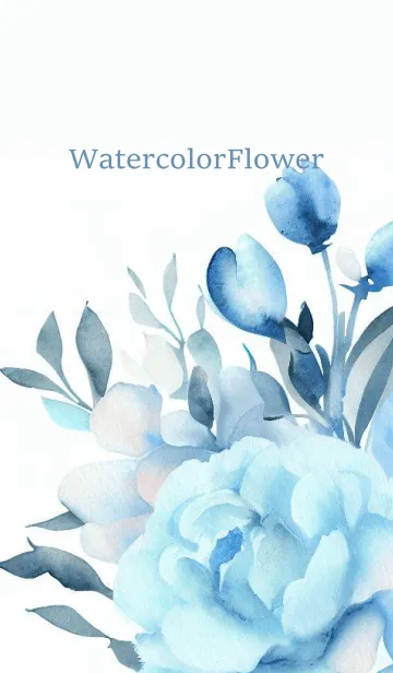 [LINE着せ替え] Watercolor Lightblue Flower-hisatoto-3の画像1