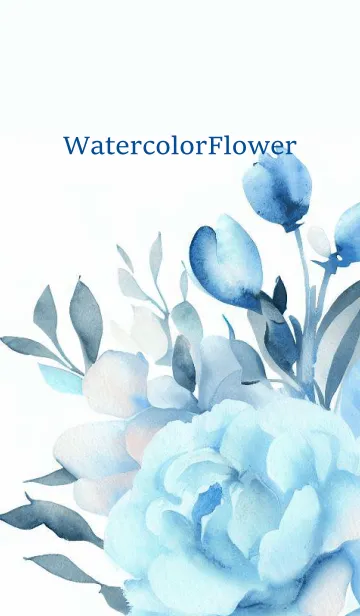 [LINE着せ替え] Watercolor Lightblue Flower-hisatoto-4の画像1