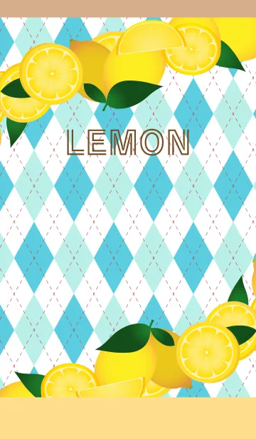 [LINE着せ替え] アーガイル模様とレモン 薄茶と黄色の画像1