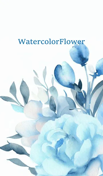 [LINE着せ替え] Watercolor Lightblue Flower-hisatoto-5の画像1