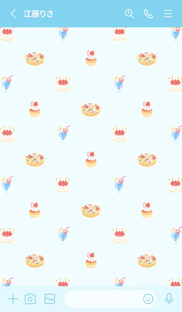 [LINE着せ替え] かわいいお菓子 2 -light blue-の画像2