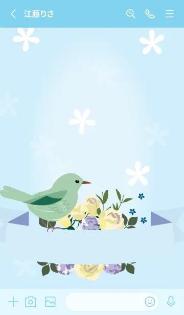 [LINE着せ替え] Flower and bird, gentle blue.の画像2