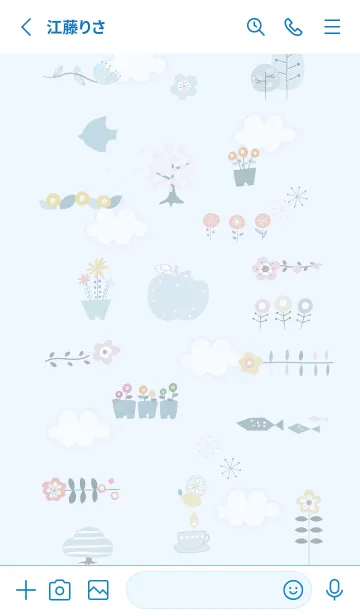 [LINE着せ替え] 花もよう♡blue15_1の画像2