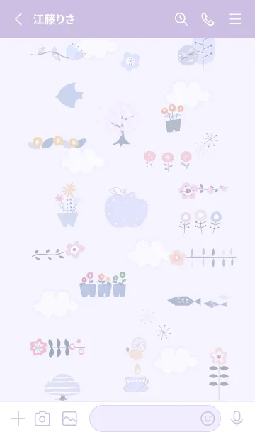 [LINE着せ替え] 花もよう♡purple12_1の画像2
