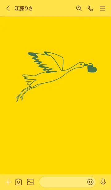 [LINE着せ替え] 鳥とハート タンポポ色の画像2
