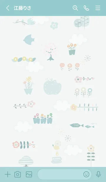 [LINE着せ替え] 花もよう♡bluegreen06_1の画像2