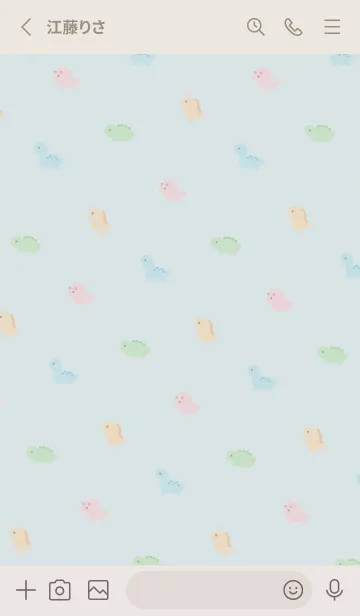 [LINE着せ替え] 小さな恐竜・水色とベージュの画像2