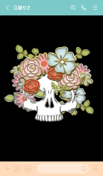 [LINE着せ替え] Enamel Pin FLOWER SKULL 96の画像2