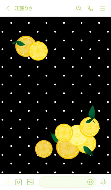 [LINE着せ替え] レモンと水玉の着せかえ モスグリーン色の画像2