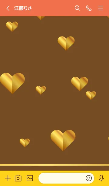 [LINE着せ替え] 金色のハート 赤と黄色の画像2
