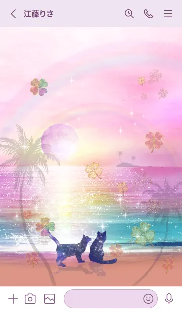 [LINE着せ替え] 願いが叶う✨ストロベリームーンとネコ3の画像2