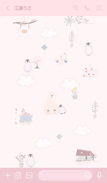 [LINE着せ替え] 北欧風ペンギン♡pink10_1の画像2
