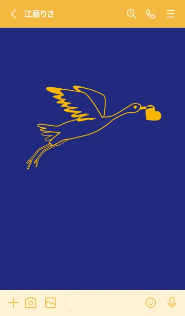 [LINE着せ替え] 鳥とハート ディープロイヤルブルーの画像2