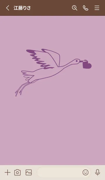 [LINE着せ替え] 鳥とハート 紅藤色の画像2