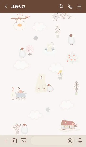 [LINE着せ替え] 北欧風ペンギン♡pinkbrown08_1の画像2