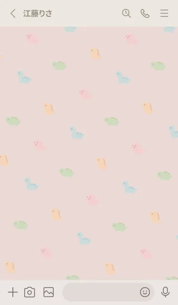 [LINE着せ替え] 小さな恐竜・ピンクベージュの画像2