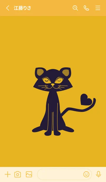 [LINE着せ替え] 猫のオッドとハート ゴールドの画像2