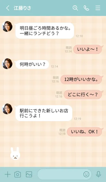 [LINE着せ替え] 白うさぎ チェック23の画像3