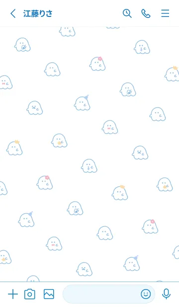 [LINE着せ替え] ゆるおばけ。 ブルーホワイトの画像2