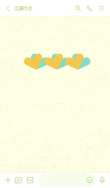 [LINE着せ替え] 3つのハート型の着せかえ 支子色の画像2