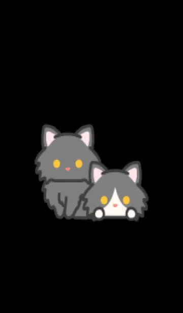 [LINE着せ替え] 黒猫＊ダークモード＊長毛の画像1