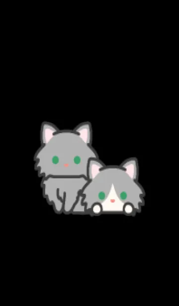 [LINE着せ替え] グレー猫＊ダークモード＊長毛の画像1