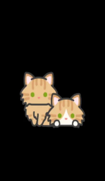 [LINE着せ替え] 茶トラ猫＊ダークモード＊長毛の画像1