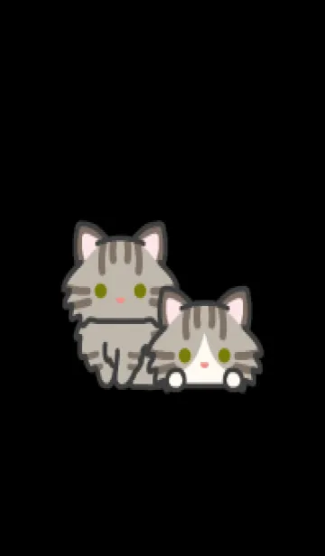 [LINE着せ替え] キジトラ猫＊ダークモード＊長毛の画像1