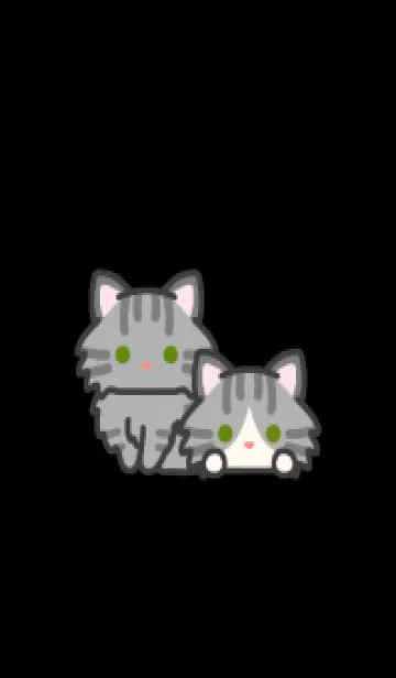 [LINE着せ替え] サバトラ猫＊ダークモード＊長毛の画像1