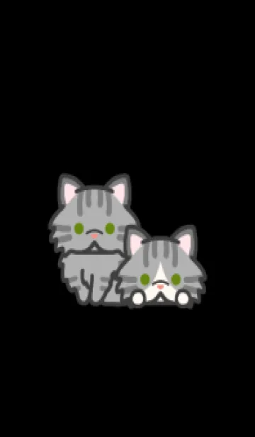 [LINE着せ替え] サバトラ猫＊ダークモード＊短頭種＊長毛の画像1