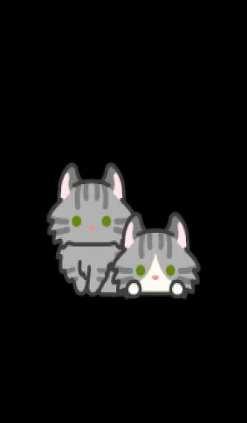 [LINE着せ替え] サバトラ猫＊ダークモード＊カール＊長毛の画像1