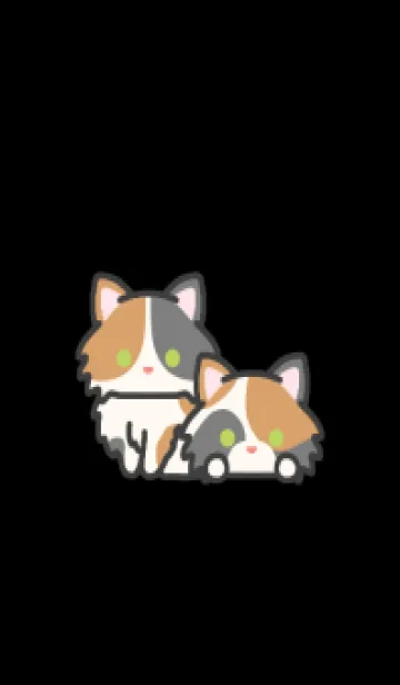 [LINE着せ替え] 三毛猫＊ダークモード＊長毛の画像1