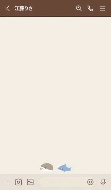 [LINE着せ替え] ハリネズミとサメ -ブラウン- swimの画像2