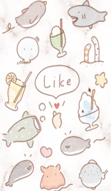 [LINE着せ替え] 海の仲間♡pinkbrown08_1の画像1