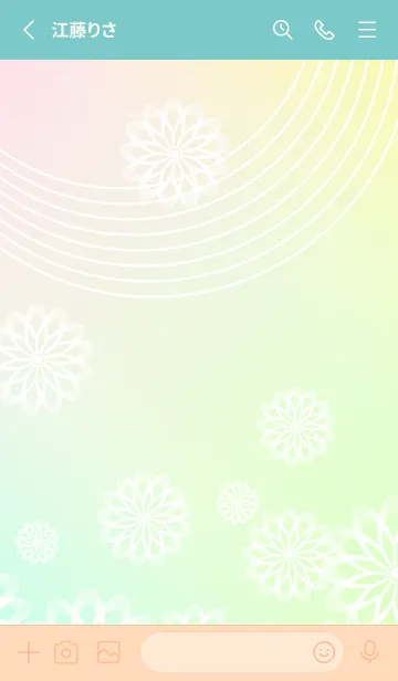 [LINE着せ替え] 和柄 線画の花 ピンクと水色の画像2