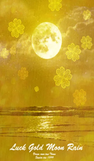 [LINE着せ替え] 金運を上げる黄金の月とクローバーと雨の画像1
