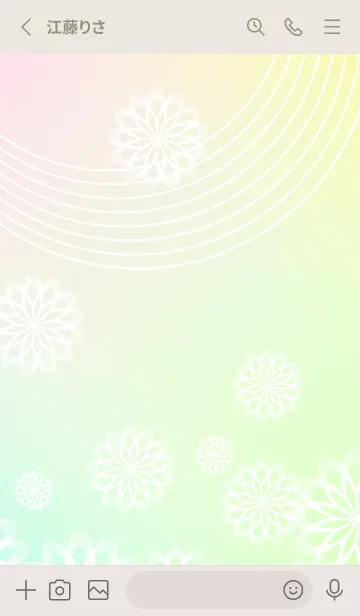 [LINE着せ替え] 和柄 線画の花 ベージュと灰色の画像2